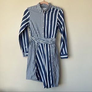 Gant Rugger Stripped Button Front Dress Blue White Size Small